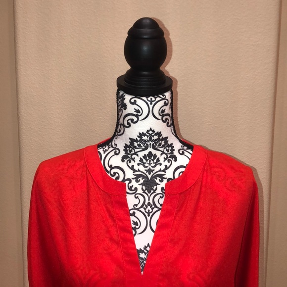 NY&Co Red V Neck Blouse - Picture 2 of 3